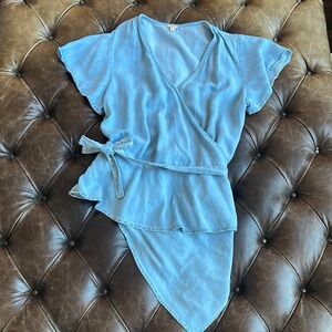 Blue Wrap Top